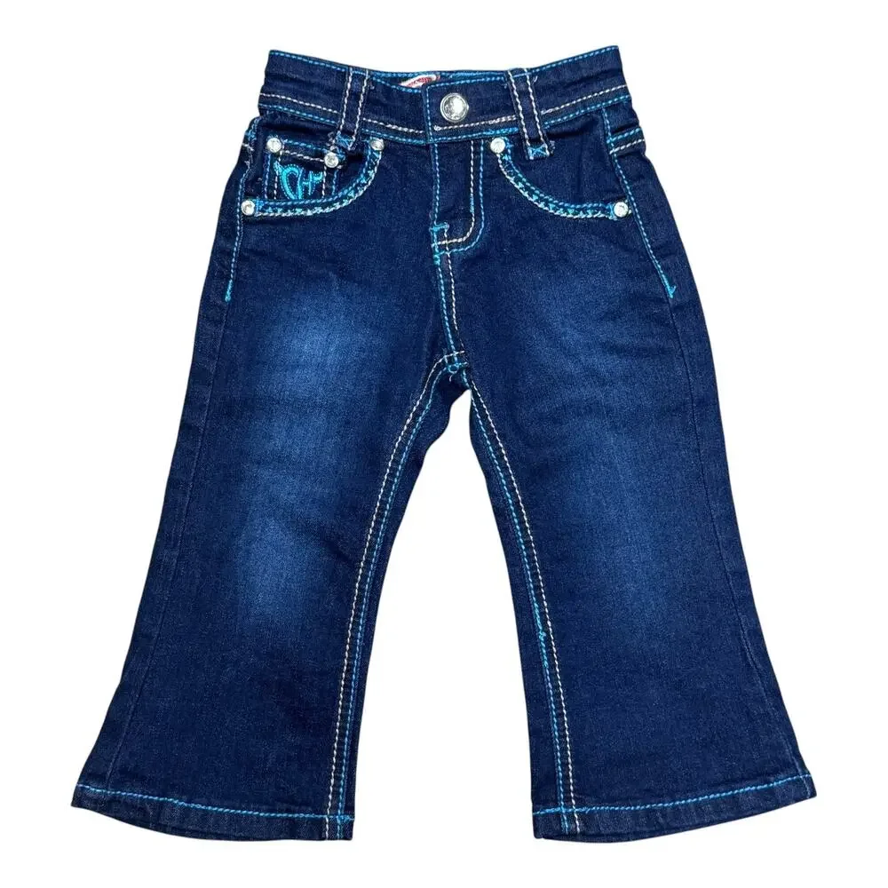 Cowgirl Hardware Embroidered Blue Gray Rhinestone Jeans 12-18mo
